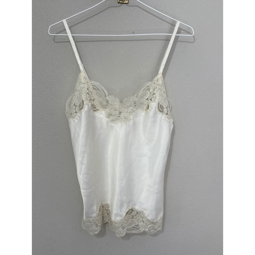 Eve Stillman Camisole Womens P/Small Ivory Lace Trim Satin Vintage Lingerie Top